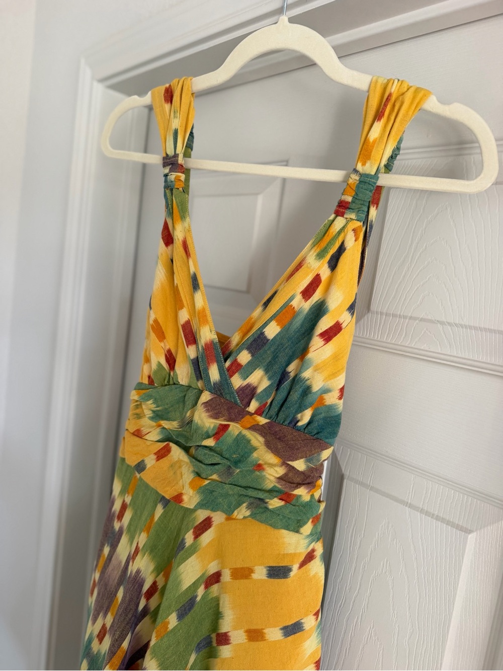 MARC JACOBS Yellow, Green, Autumn Orange 100% Cotton Swing Dress, Tie Back Sz 10 - Picture 2 of 16